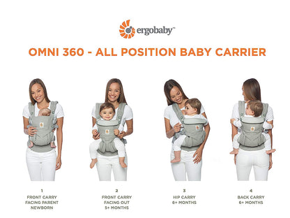 Ergobaby Omni 360 All-Position Baby Carrier for Newborn to Toddler with Lumbar Support & Cool Air Mesh (7-45 Lb), Onyx Black 6.18x9.13x10.43 Inch (Pack of 1)