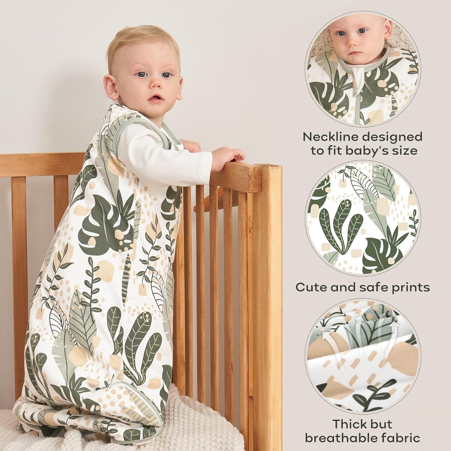 Yoofoss Baby Sleep Sack 0-6 Months Wearable Blanket for Babies 100% Cotton 2-Way Zipper TOG 0.5 Toddler Sleeping Sack 3 Pack, Comfy Lightweight Sleep Sacks