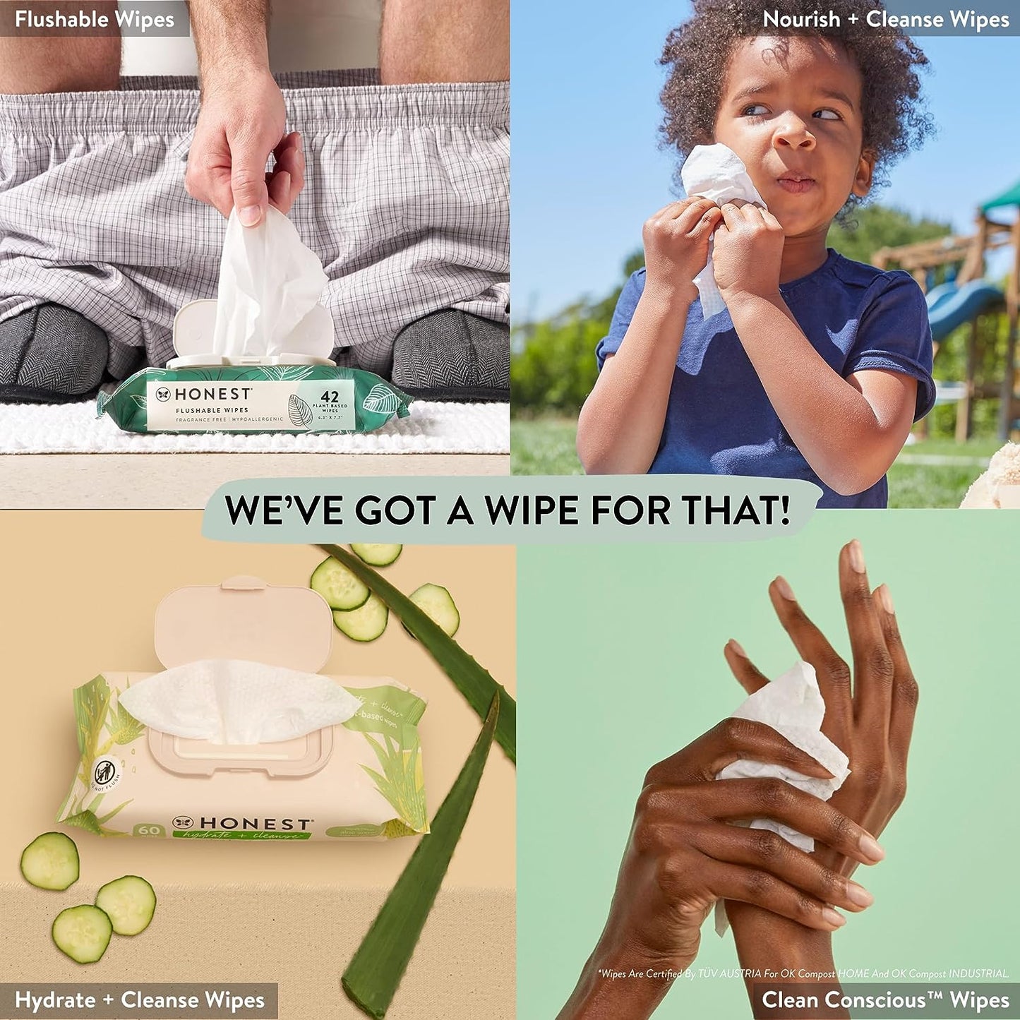 The Honest Company Clean Conscious Wipes | 99% Water, Compostable, Plant-Based, Baby Wipes | Hypoallergenic, EWG Verified | Pattern Play, 720 Count