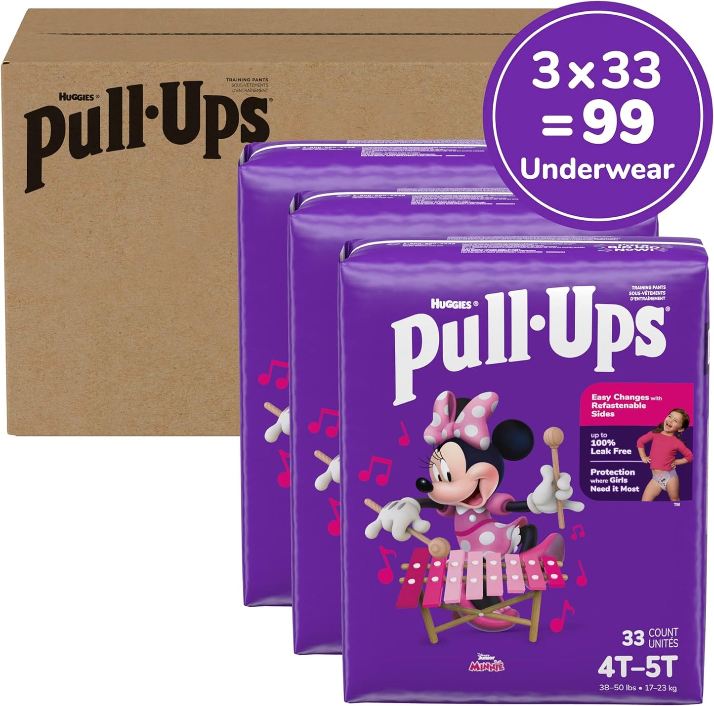 Pull-Ups Girls' Potty Training Pants, 2T-3T (16-34 lbs), 124 Count (4 packs of 31), Packaging May Vary