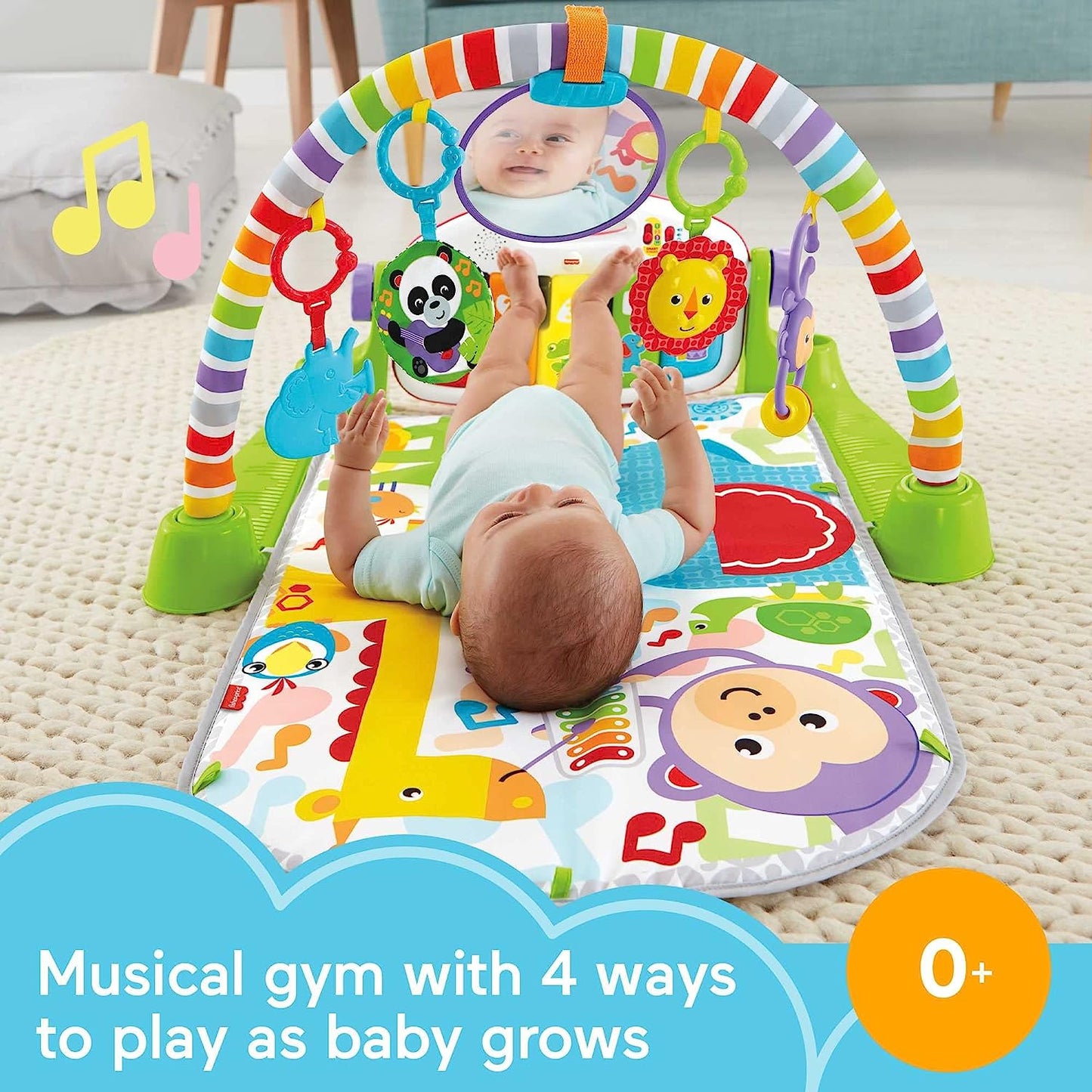 Fisher-Price Baby Playmat Deluxe Kick & Play Piano Gym with Musical -Toy Lights & Smart Stages Learning Content for Newborn to Toddler