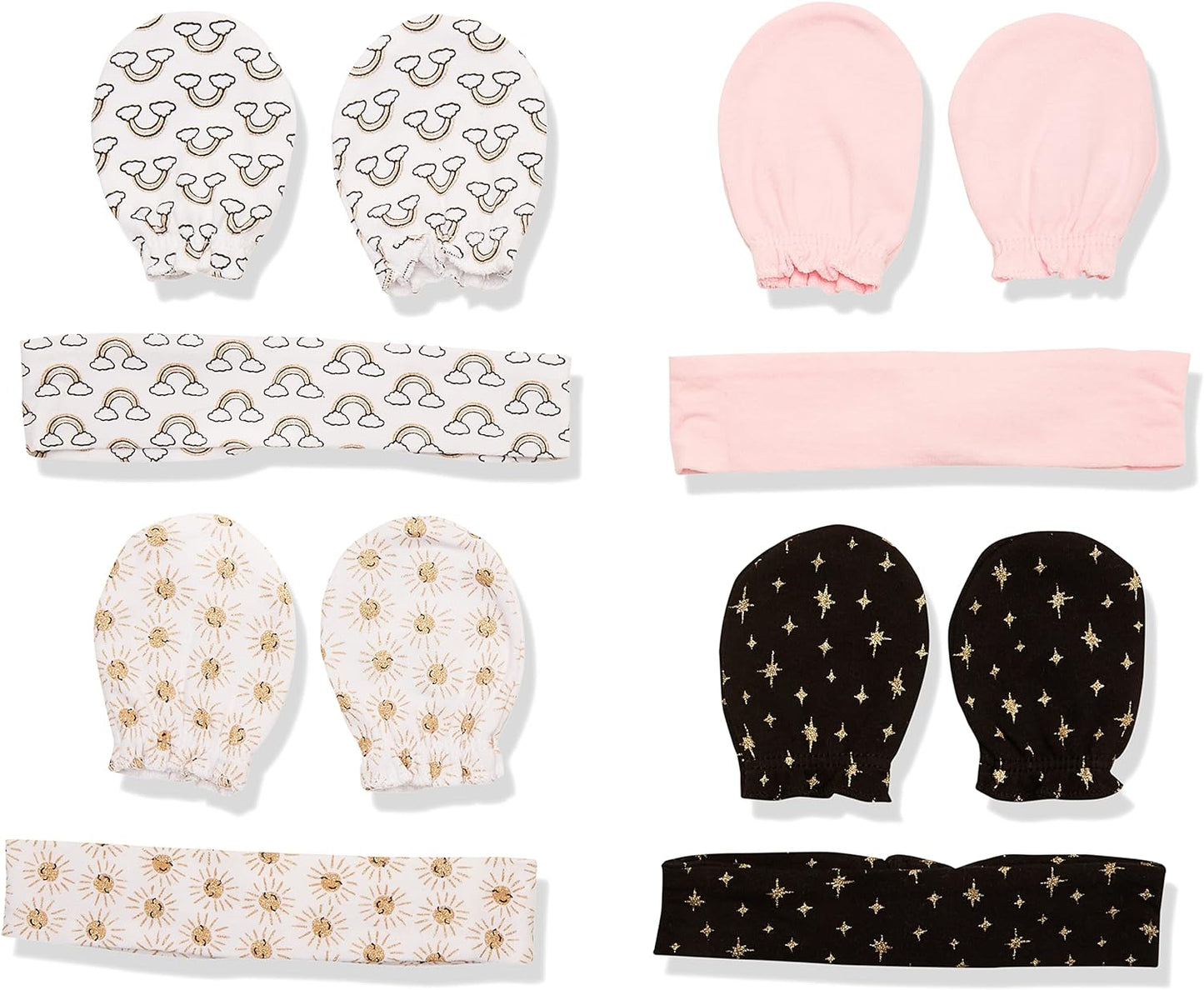 Hudson Baby Baby Girls' Cotton Headband and Scratch Mitten Set