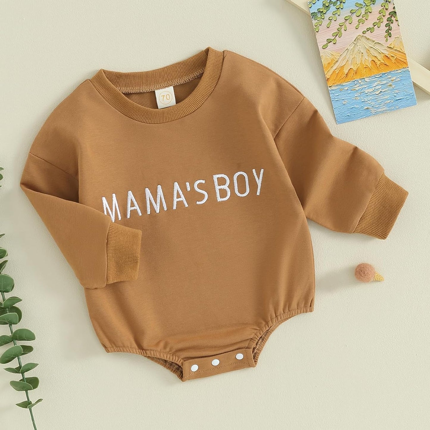 VISGOGO Baby Boy Girls Oversized Sweatshirt Romper Long Sleeve Little Dude Sweater Onesie Top Embroidery Clothes