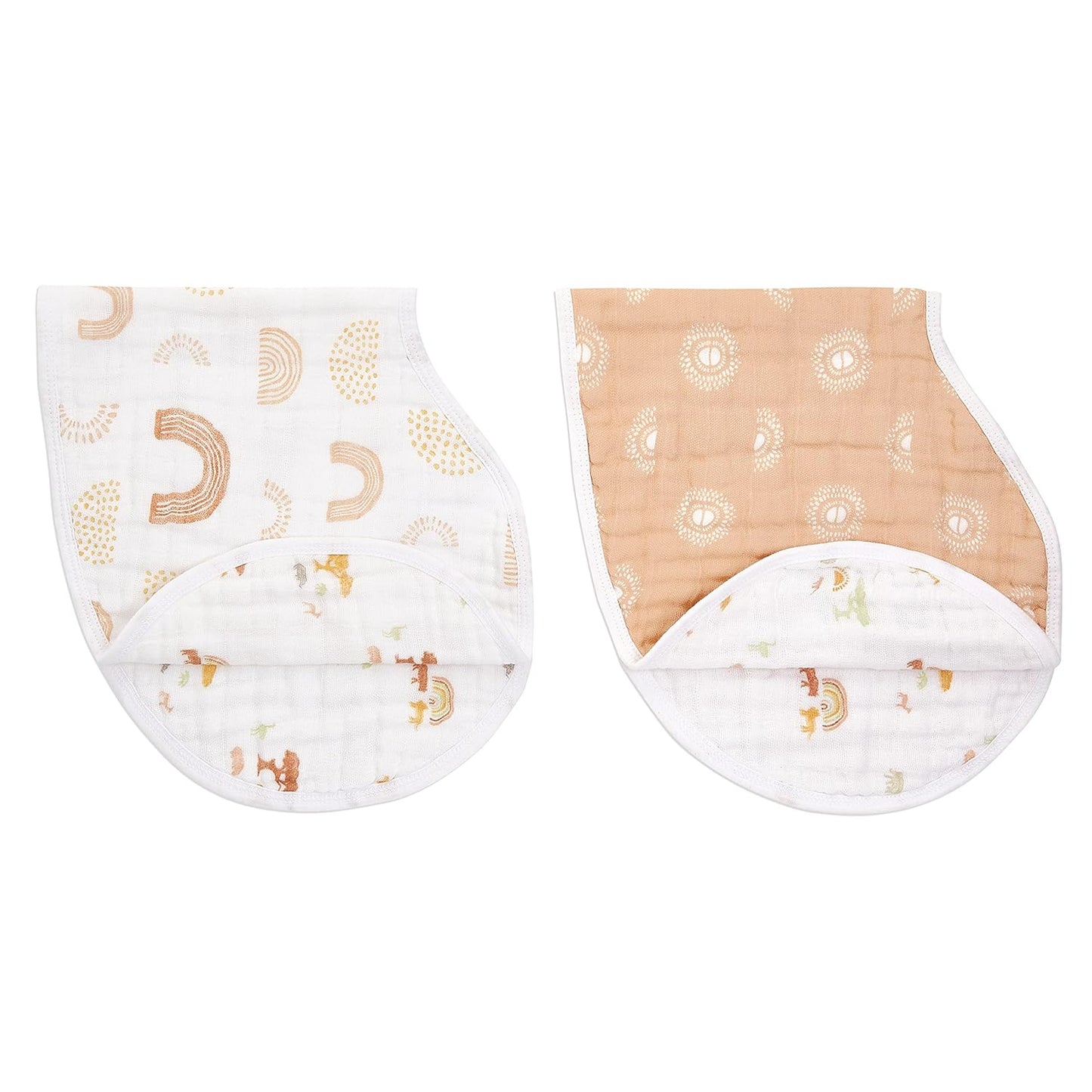 aden + anais Burpy Bib, 100% Cotton Muslin, Soft Absorbent 4 Layers, Multi-Use Burp Cloth and Bib, 22.5" X 11", 2 Pack, Trail Bloom Llamas