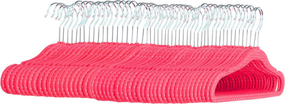 Amazon Basics Kid's Velvet Non-Slip Clothes Hanger, 11.6 Inch, Blush - Pack of 50