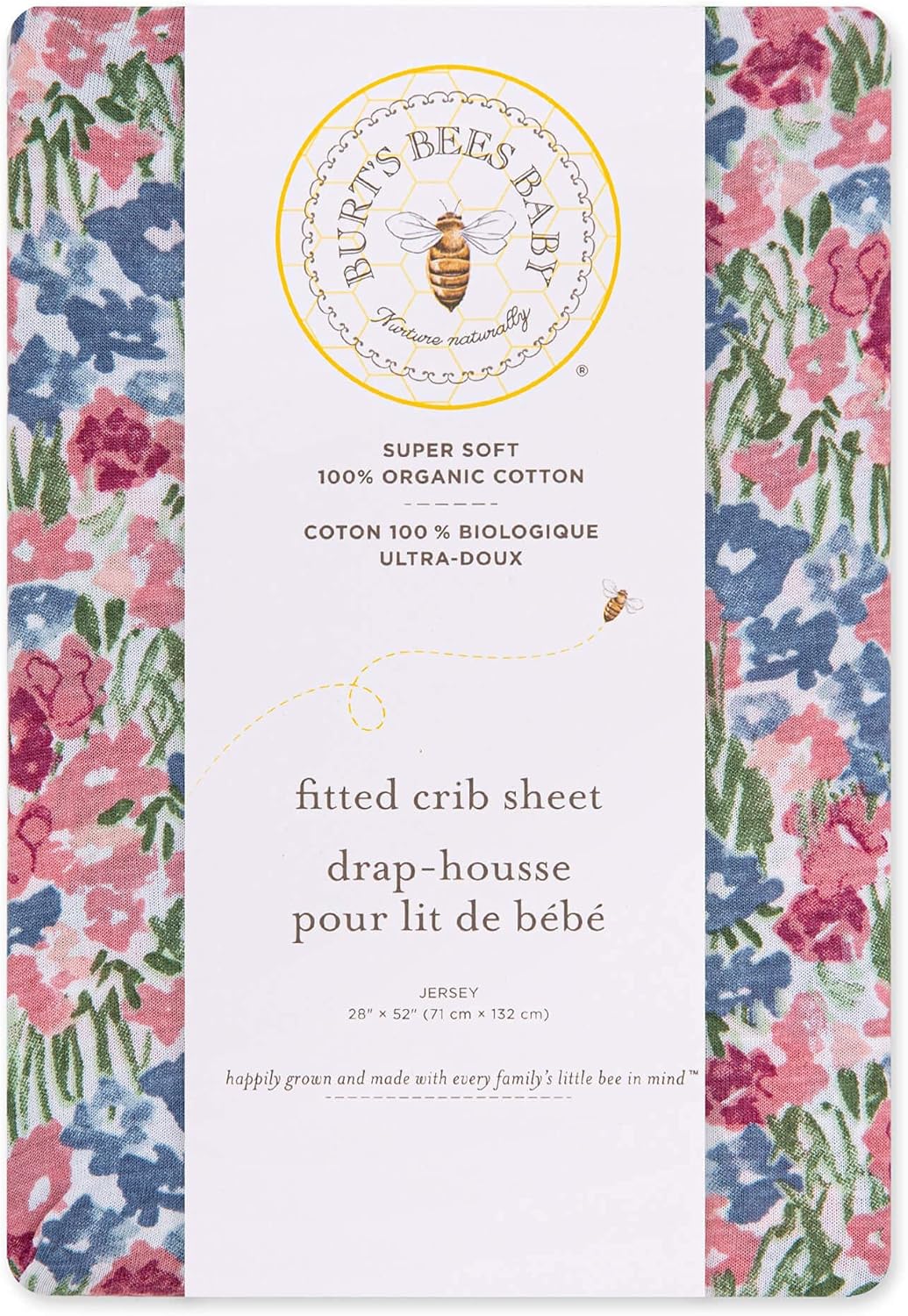 Burt's Bees Baby - Fitted Crib Sheet, Boys & Unisex 100% Organic Cotton Crib Sheet for Standard Crib and Toddler Mattresses (Hello Moon!) 28x52 Inch (Pack of 1)