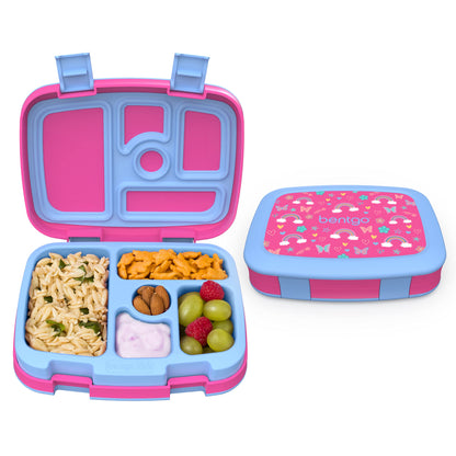 Bentgo® Kids Prints Leak-Proof, 5-Compartment Bento-Style Kids Lunch Box - Ideal Portion Sizes for Ages 3 to 7 - BPA-Free, Dishwasher Safe, Food-Safe Materials - 2023 Collection (Friendly Skies)…