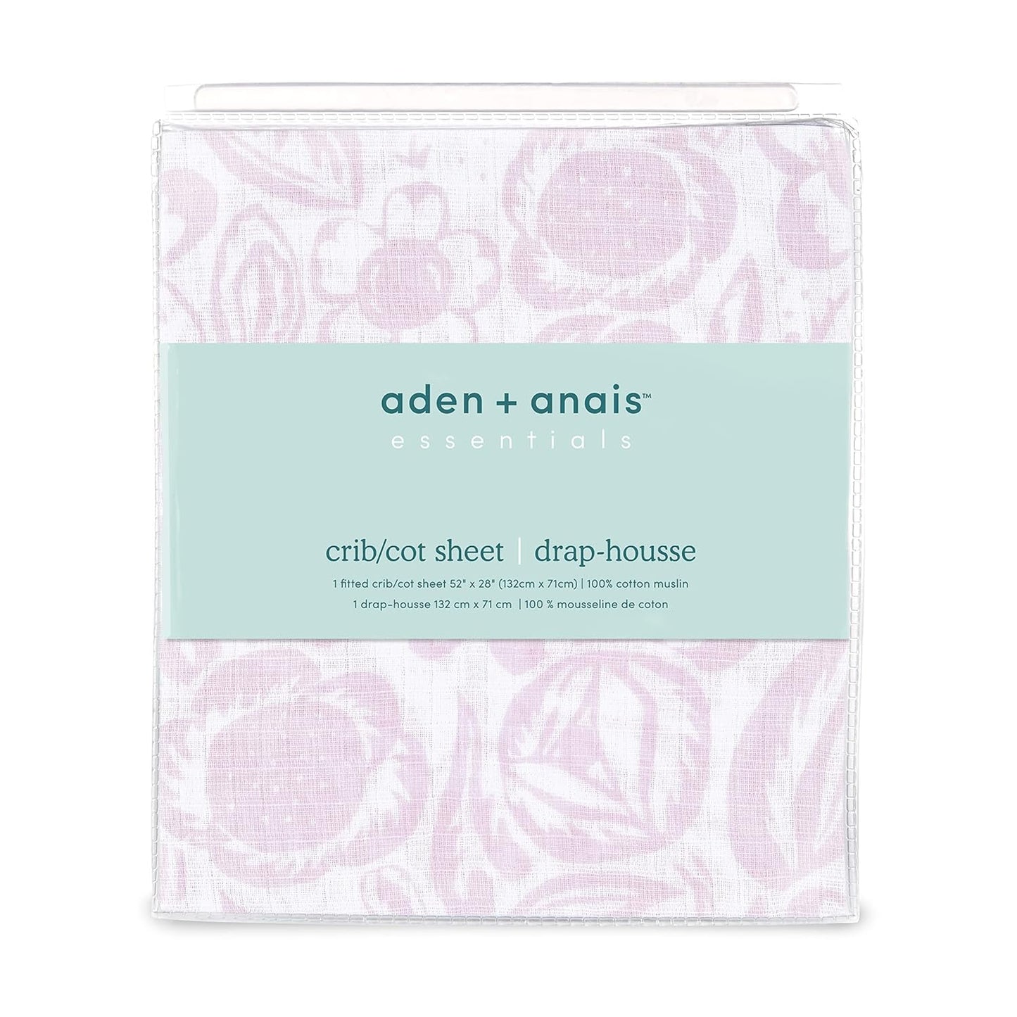 aden + anais Essentials Classic Crib Sheet, 100% Cotton Muslin, Super Soft & Breathable, Tailored Snug Fit, Flowers Bloom