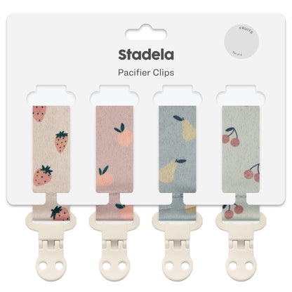 Stadela Baby Pacifier Clip Leash Soothie Holder Unisex for Girl or Boy 4 Pack Gift Set Universal Fit (Luna)