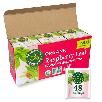 Traditional Medicinals Tea, Organic Raspberry Leaf, Eases Menstrual Cramps, Supports a Healthy Pregnancy, 96 Tea Bags (6 Pack)