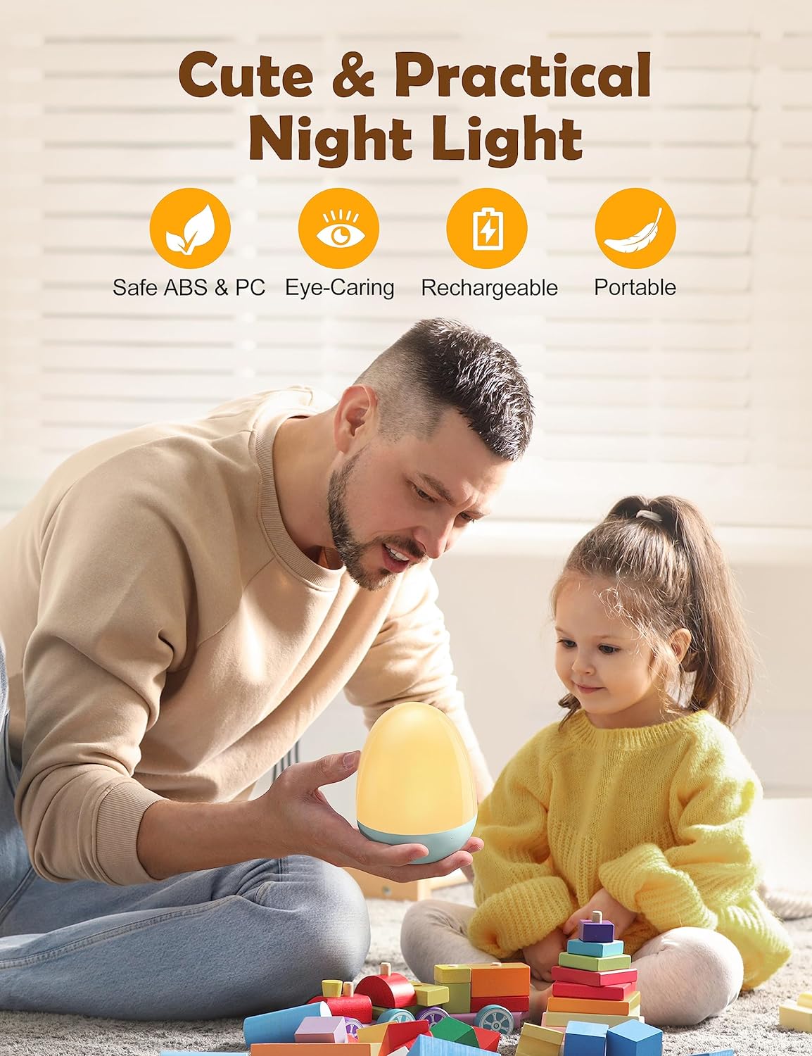 JolyWell Baby Night Light for Kid, Portable Egg Nightlight with Stable Charging Pad, Touch Nursery Night Lamp for Breastfeeding, Toddler Night Light for Bedroom, Timer Setting, ABS+PC, White-2