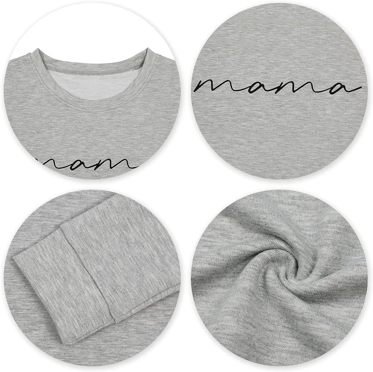 Womens Crewneck Sweatshirt Mama Letter Print Long Sleeve Loose Fashion Pullover Top