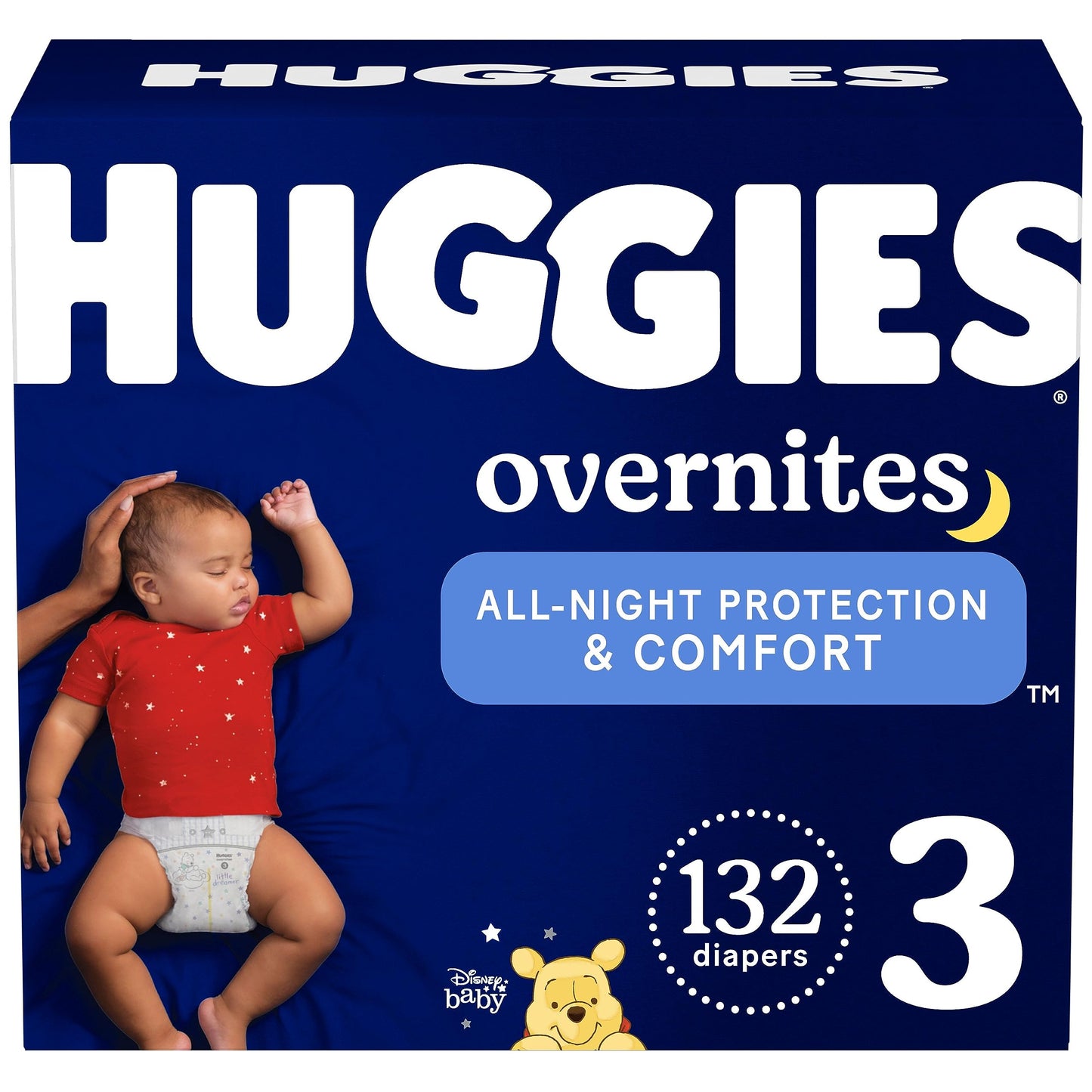 Huggies Overnites Size 3 Overnight Diapers (16-28 lbs), 132 Ct (2 Packs of 66), Packaging May Vary