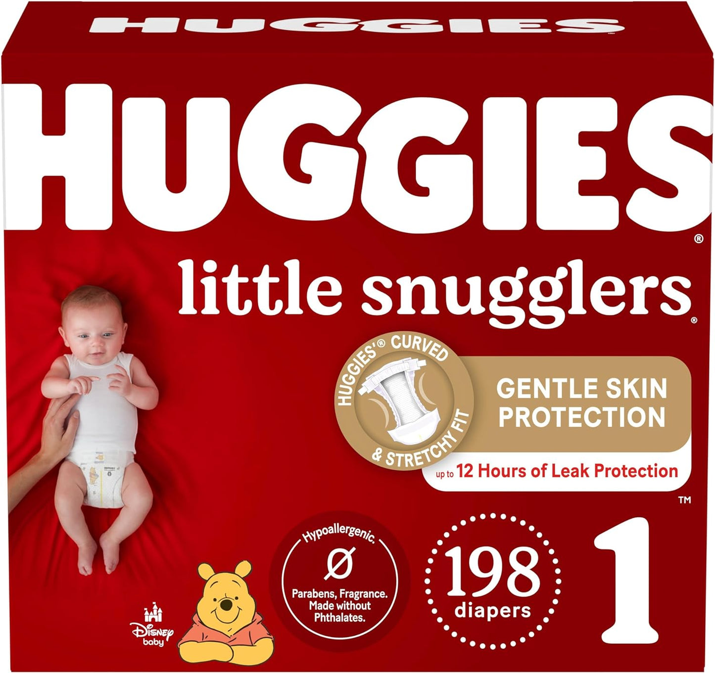 Huggies Newborn Diapers, Little Snugglers Baby Diapers, Size Newborn (up to 10 lbs), 128 Count