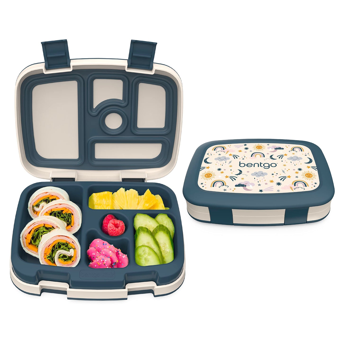 Bentgo® Kids Prints Leak-Proof, 5-Compartment Bento-Style Kids Lunch Box - Ideal Portion Sizes for Ages 3 to 7 - BPA-Free, Dishwasher Safe, Food-Safe Materials - 2023 Collection (Friendly Skies)…