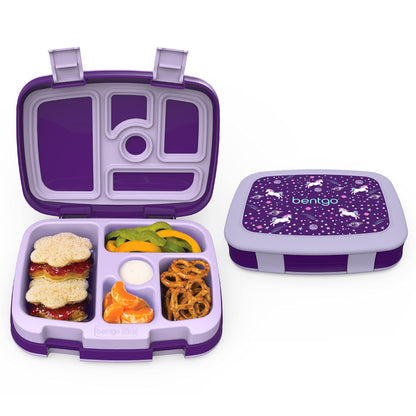 Bentgo® Kids Prints Leak-Proof, 5-Compartment Bento-Style Kids Lunch Box - Ideal Portion Sizes for Ages 3 to 7 - BPA-Free, Dishwasher Safe, Food-Safe Materials - 2023 Collection (Friendly Skies)…