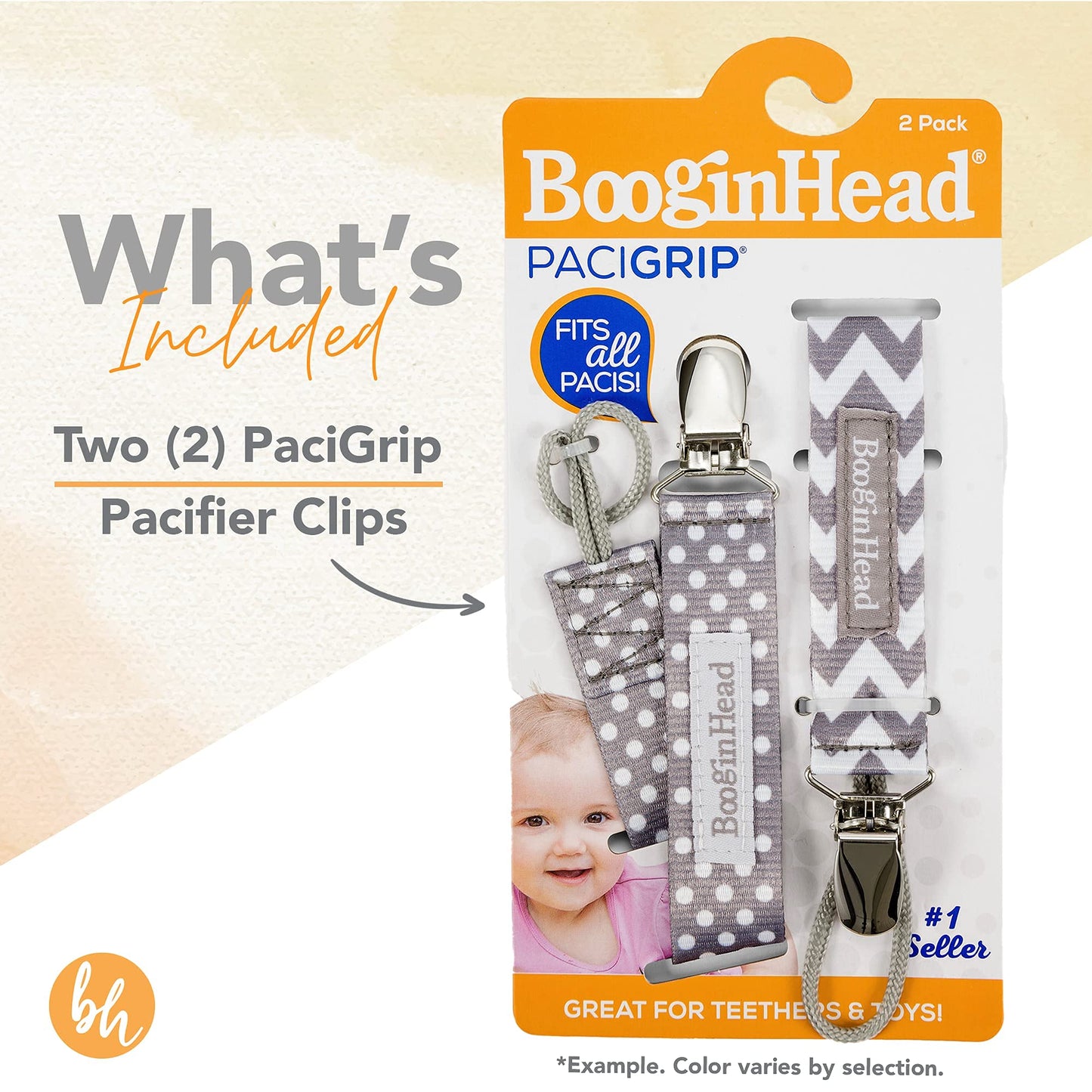 BooginHead Pacifier Clip Baby Pacifier Holder PaciGrip 3-Pack, Geometric Pink