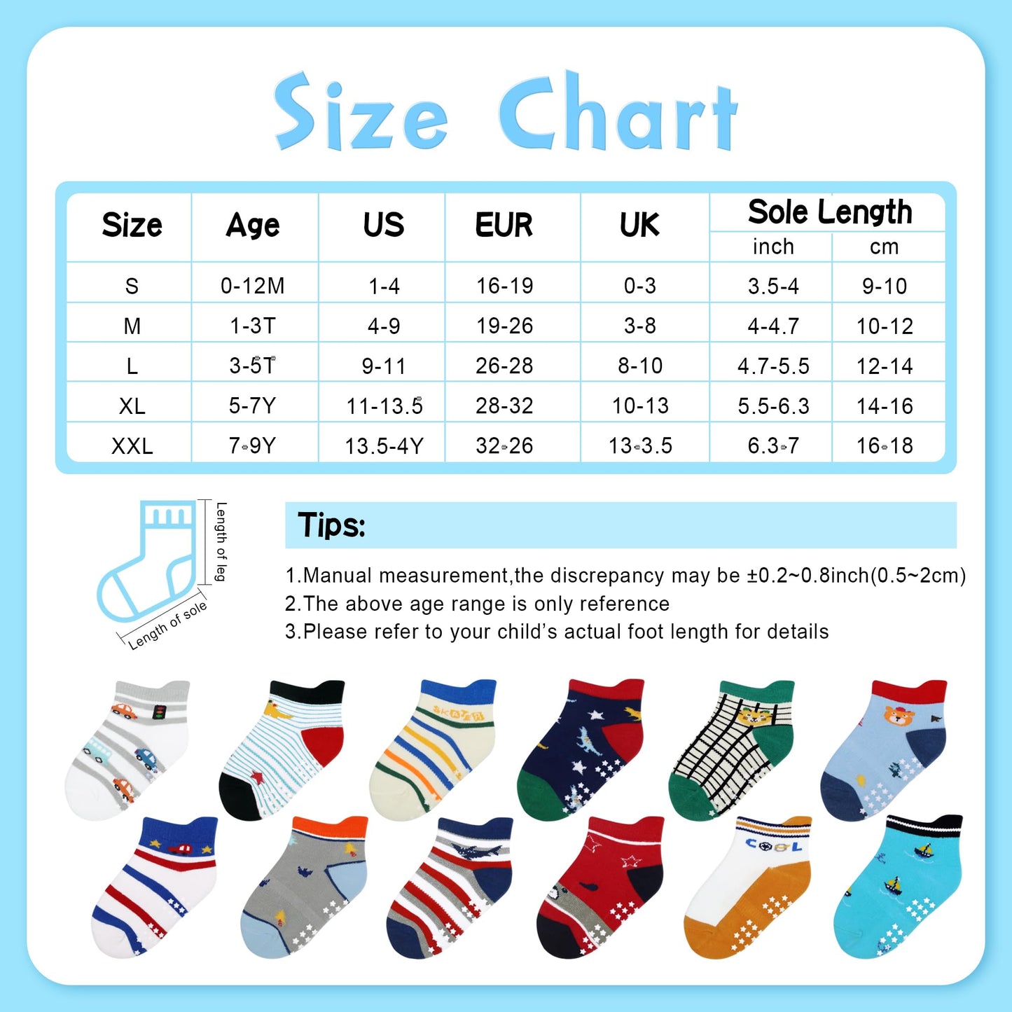 HYzgb Baby Socks 12-24 Months 12 Pairs Toddler Socks Boys Girls 1T 2T 3T Cotton Ankle Socks with Non Skid Grips for Unisex Birthday Gift for Toddler Baby 1-2-3 Years Old Black/White/Grey