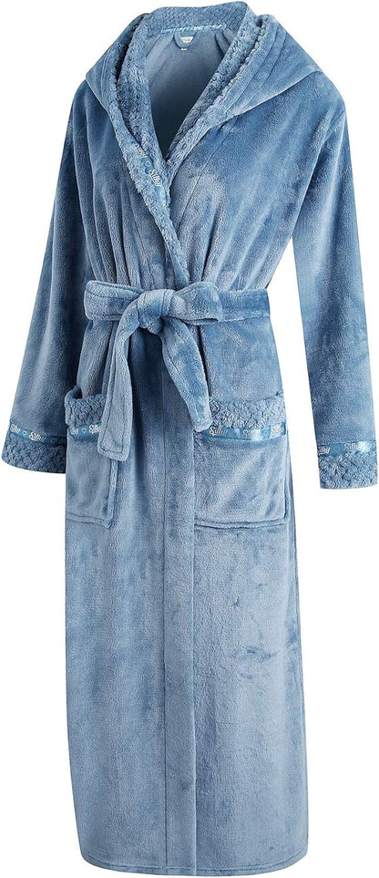 Richie House Women's Plush Soft Warm Fleece Bathrobe Robe RH1591