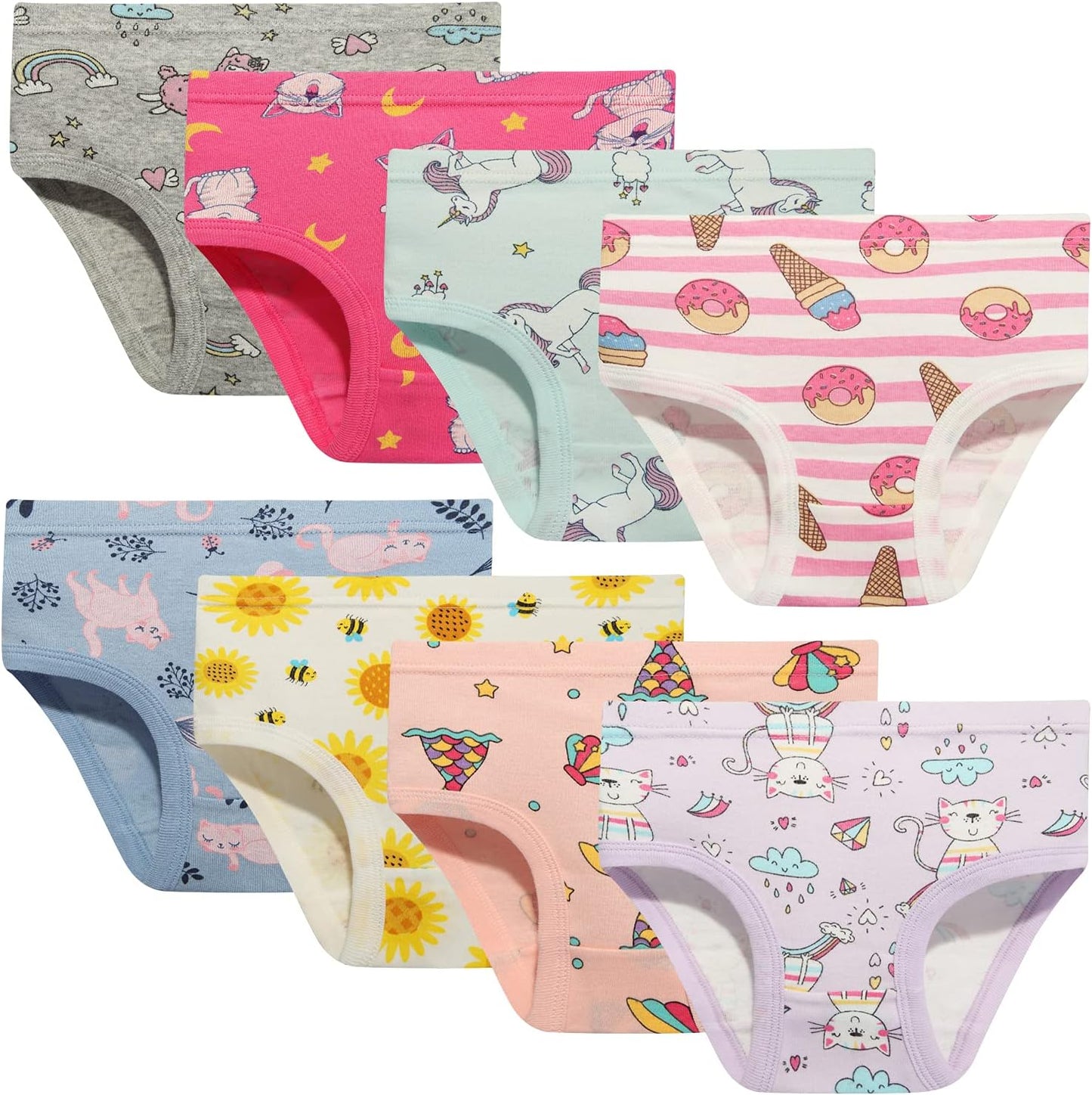 NEIYISHE Girls' Cotton Brief Breathable Toddler Panties Kids Assorted Underwears 6-8 pieces