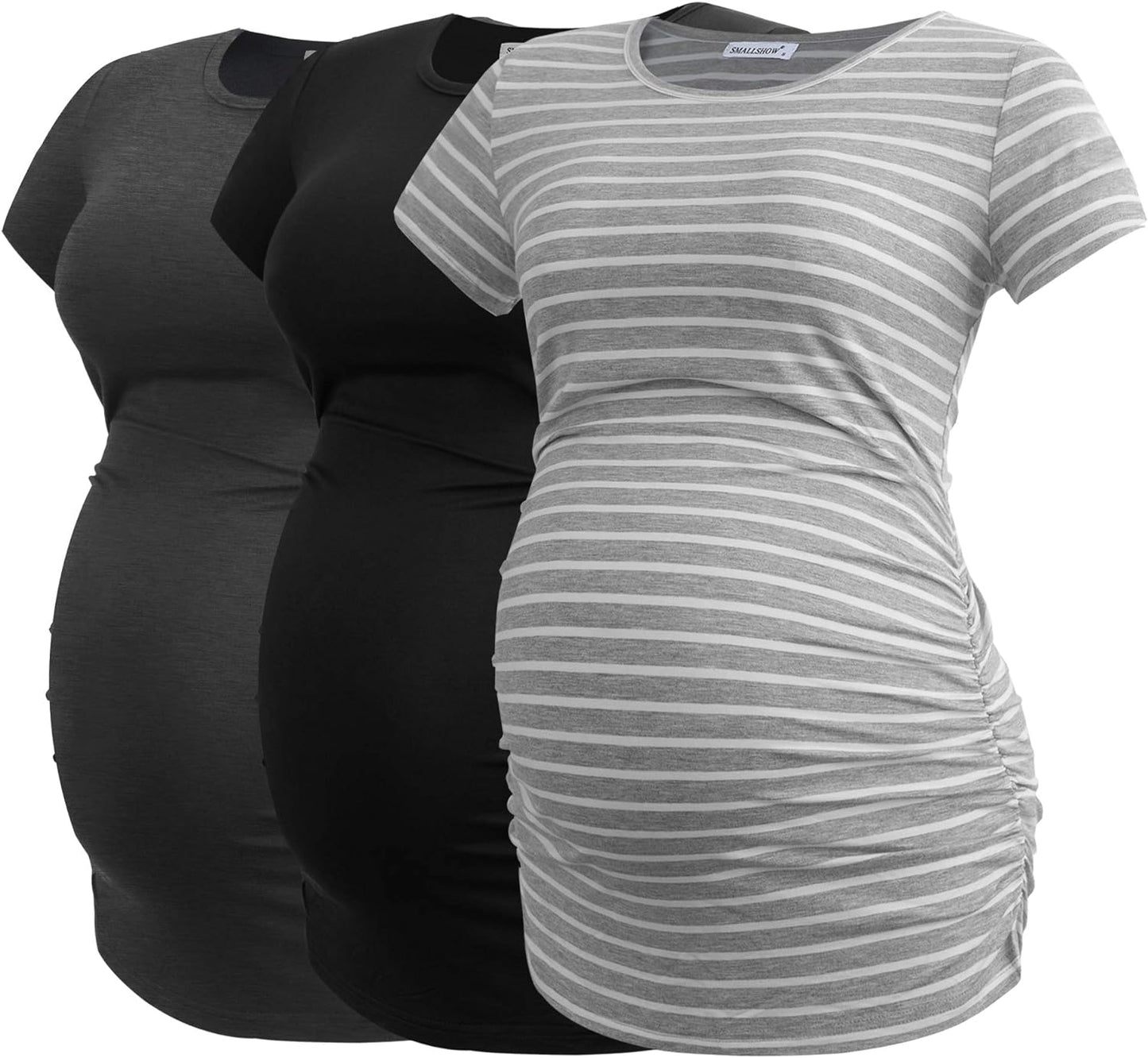 Smallshow Women's Maternity Tops Side Ruched Tunic T-Shirt Pregnancy Clothes