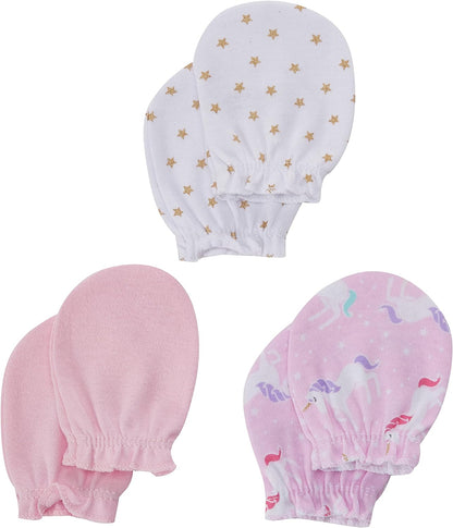 Hudson Baby Baby Girls' Cotton Headband and Scratch Mitten Set