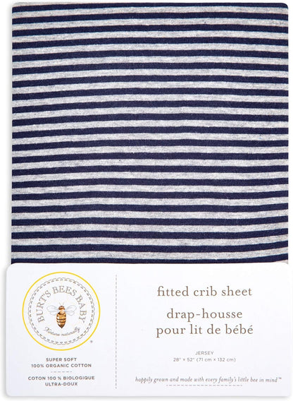 Burt's Bees Baby - Fitted Crib Sheet, Boys & Unisex 100% Organic Cotton Crib Sheet for Standard Crib and Toddler Mattresses (Hello Moon!) 28x52 Inch (Pack of 1)