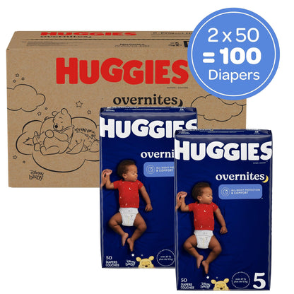 Huggies Overnites Size 3 Overnight Diapers (16-28 lbs), 132 Ct (2 Packs of 66), Packaging May Vary