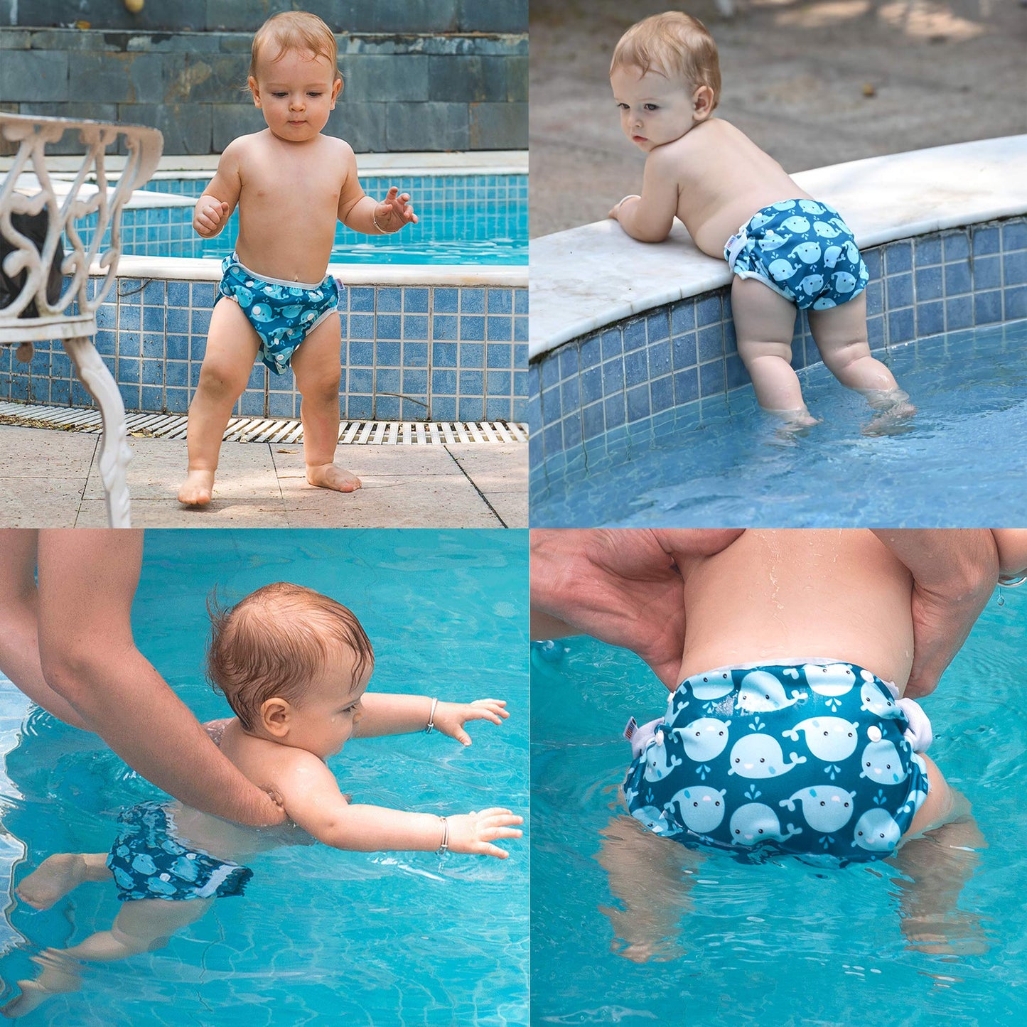 ALVABABY Swim Diapers Baby & Toddler Snap Large Size Reusable Adjustable Baby Boy ZYK103-D118