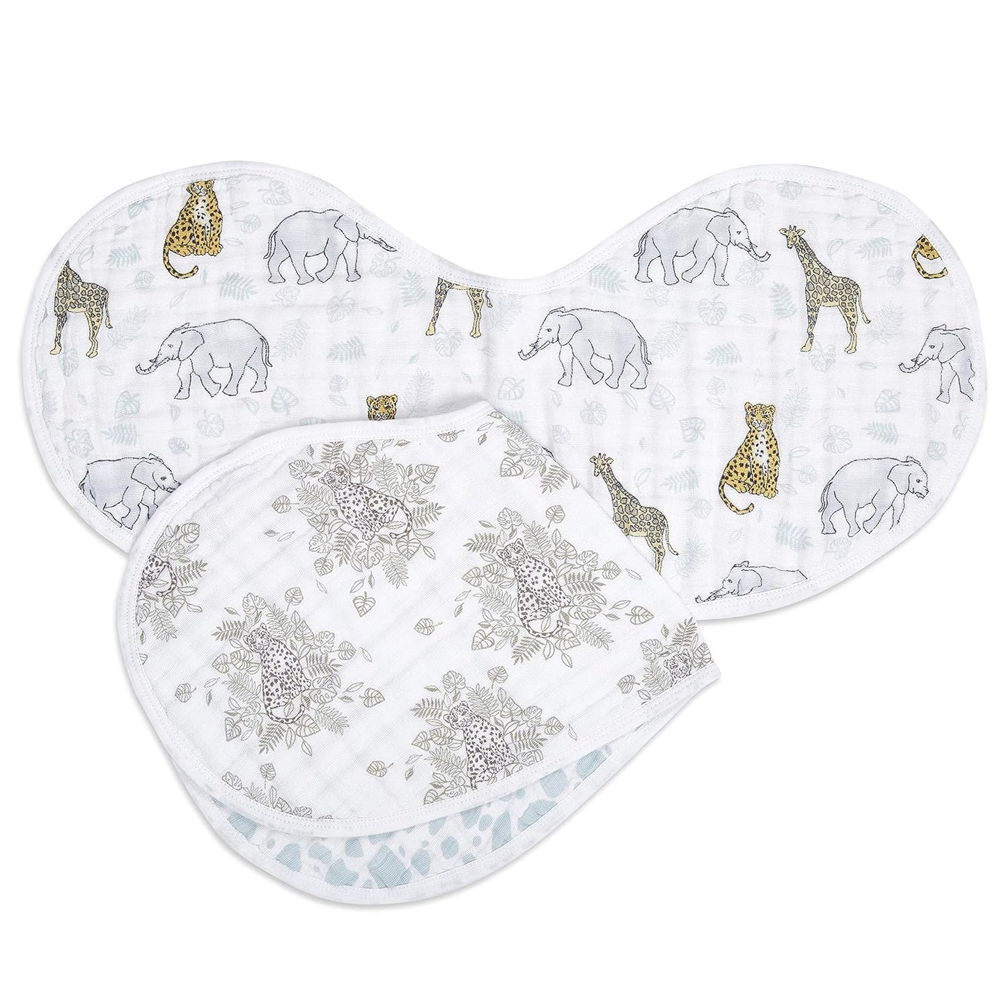 aden + anais Burpy Bib, 100% Cotton Muslin, Soft Absorbent 4 Layers, Multi-Use Burp Cloth and Bib, 22.5" X 11", 2 Pack, Trail Bloom Llamas