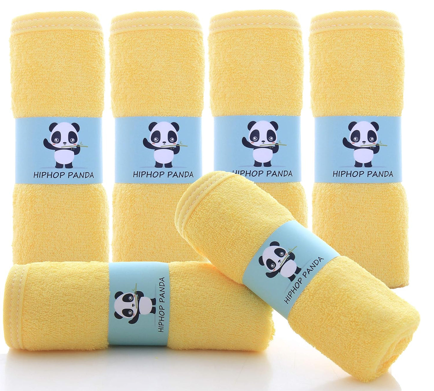 HIPHOP PANDA Baby Wash Clothes, Rayon Made from Bamboo - 2 Layer Ultra Soft Absorbent Washcloths for Boy - Newborn Face Towel - Makeup Remove Washcloths for Delicate Skin - (Gray, 6 Pack)