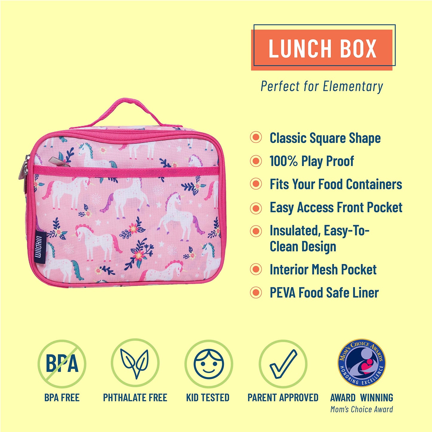 Wildkin Kids Insulated Lunch Box Bag for Boys & Girls, Reusable Kids Lunch Box is Perfect for Elementary, Ideal Size for Packing Hot or Cold Snacks for School & Travel Bento Bags (Groovy Mermaids)