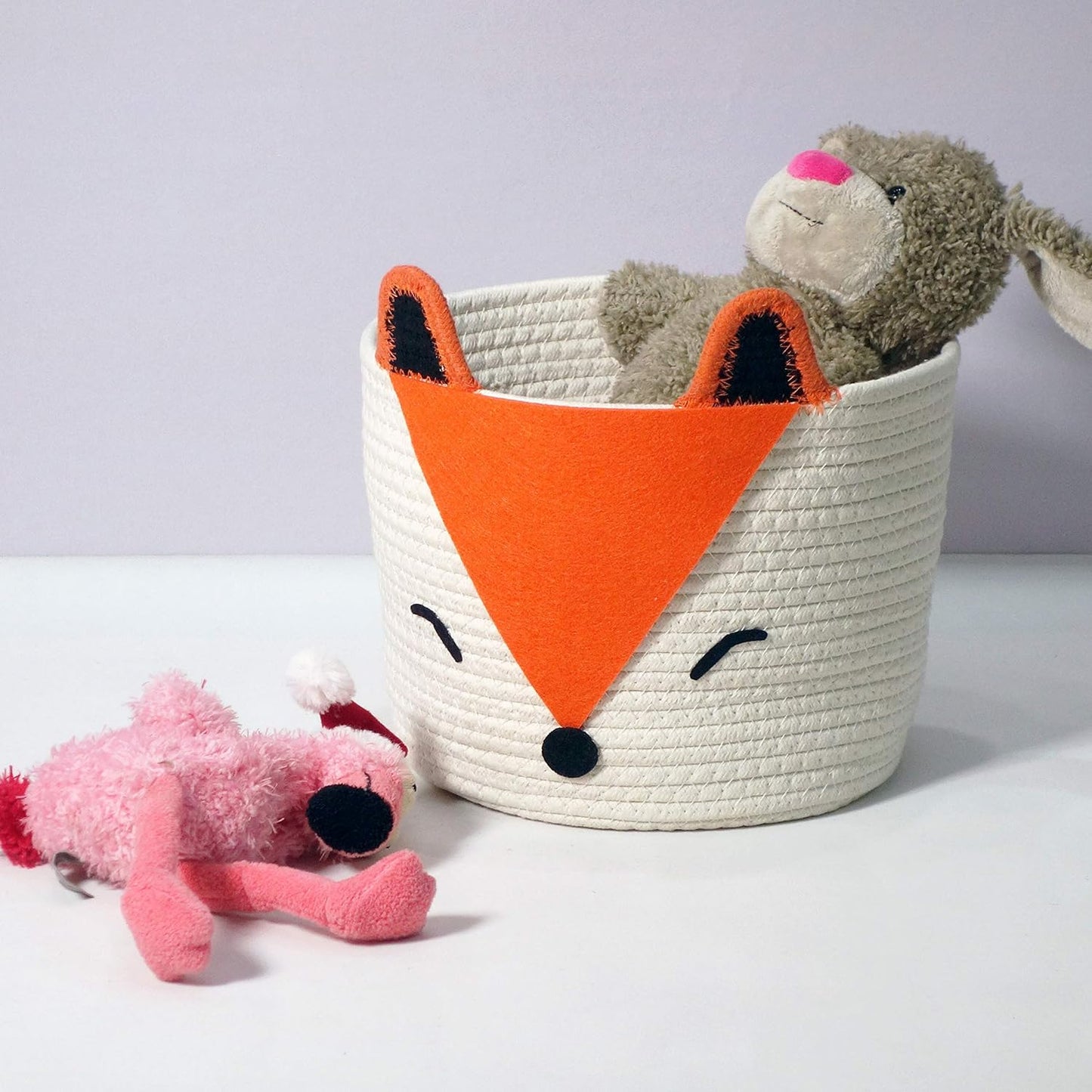 T&T Homewares Orange Fox Storage Basket - Medium, Multipurpose for Baby Diapers, Laundry, Kids Room, Dog/Cat Toys - Ideal for Woodland Nursery Decor & Organizing