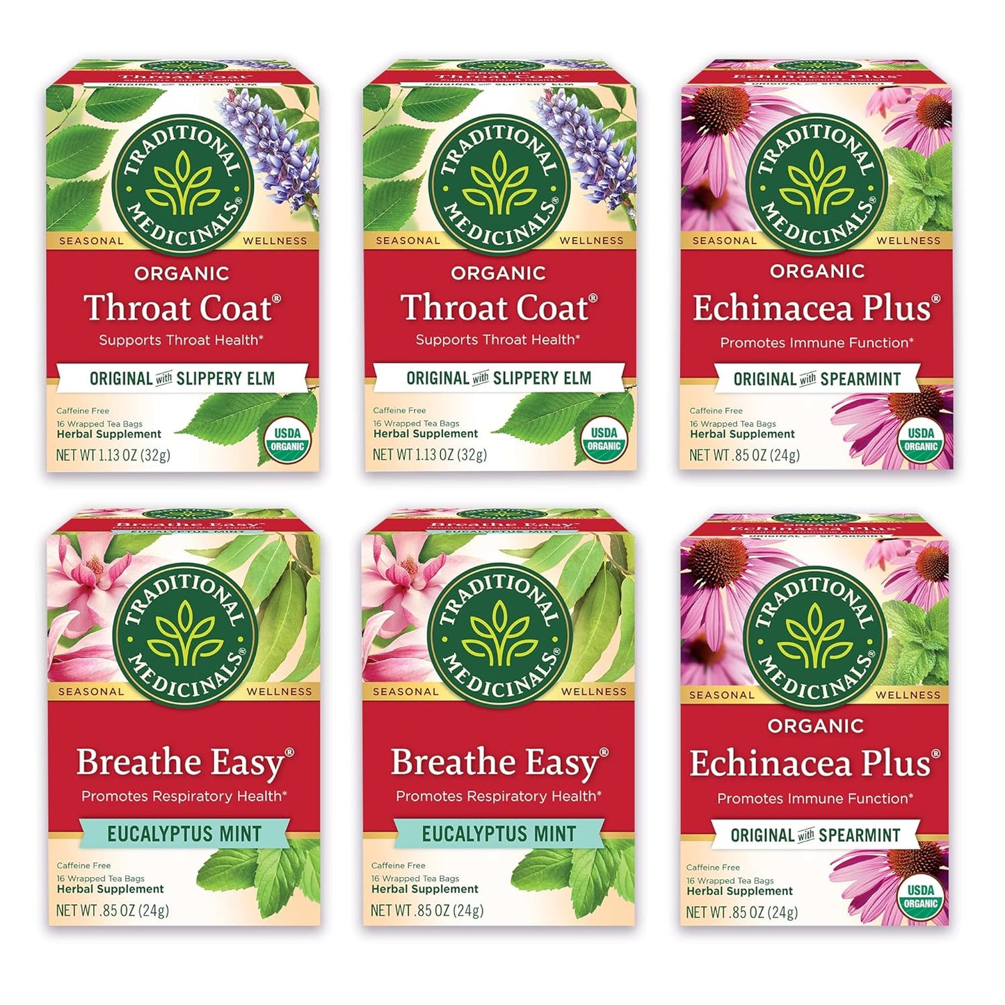 Traditional Medicinals Tea, Organic Raspberry Leaf, Eases Menstrual Cramps, Supports a Healthy Pregnancy, 96 Tea Bags (6 Pack)