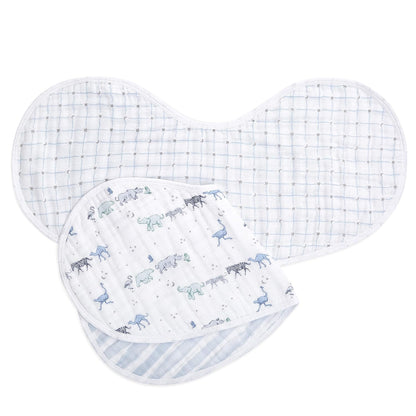 aden + anais Burpy Bib, 100% Cotton Muslin, Soft Absorbent 4 Layers, Multi-Use Burp Cloth and Bib, 22.5" X 11", 2 Pack, Trail Bloom Llamas