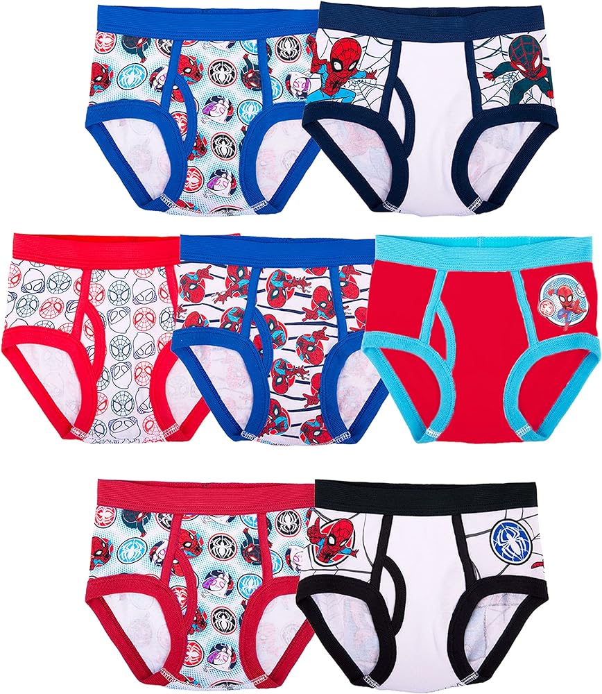 Boys' Toddler Spiderman and Superhero Friends 100% Combed Cotton Underwear Multipacks with Iron Man, Hulk & More