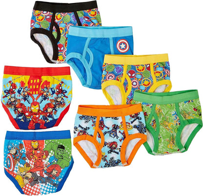 Boys' Toddler Spiderman and Superhero Friends 100% Combed Cotton Underwear Multipacks with Iron Man, Hulk & More