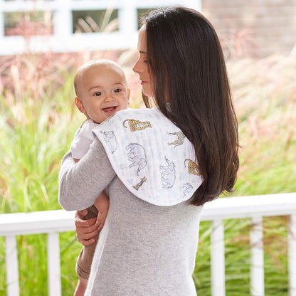 aden + anais Burpy Bib, 100% Cotton Muslin, Soft Absorbent 4 Layers, Multi-Use Burp Cloth and Bib, 22.5" X 11", 2 Pack, Trail Bloom Llamas