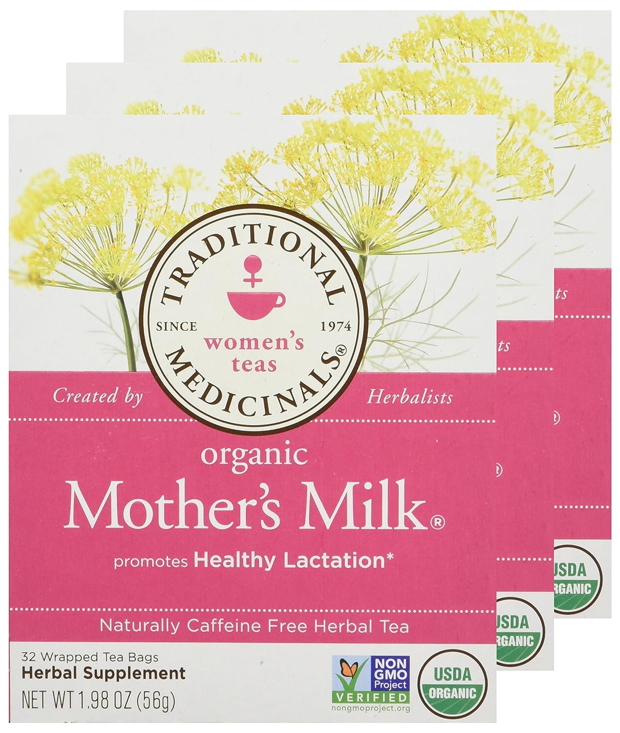 Traditional Medicinals Tea, Organic Mother's Milk, Promotes Healthy Lactation, Breastfeeding Support, 96 Tea Bags (6 Pack)