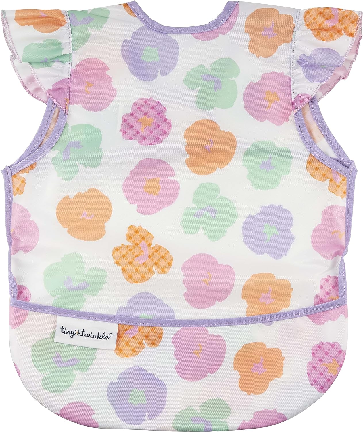 Tiny Twinkle Mess Proof Baby Bib - Waterproof Toddler and Baby Apron Bib - Machine Washable - PFAS and BPA Free