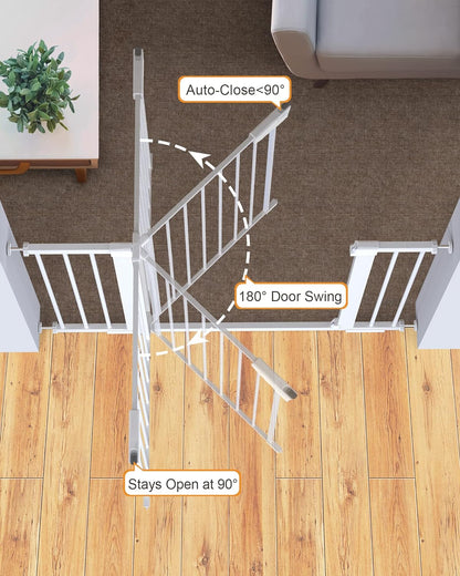 Cumbor 29.7-46" Baby Gate for Stairs, Mom's Choice Awards Winner-Auto Close Dog Gate for the House, Easy Install Pressure Mounted Pet Gates for Doorways, Easy Walk Thru Wide Safety Gate for Dog, Black