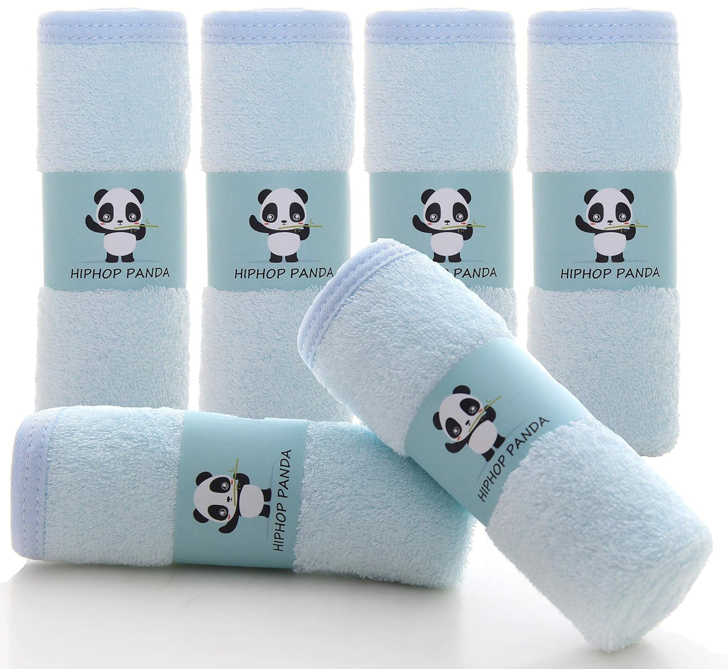 HIPHOP PANDA Baby Wash Clothes, Rayon Made from Bamboo - 2 Layer Ultra Soft Absorbent Washcloths for Boy - Newborn Face Towel - Makeup Remove Washcloths for Delicate Skin - (Gray, 6 Pack)