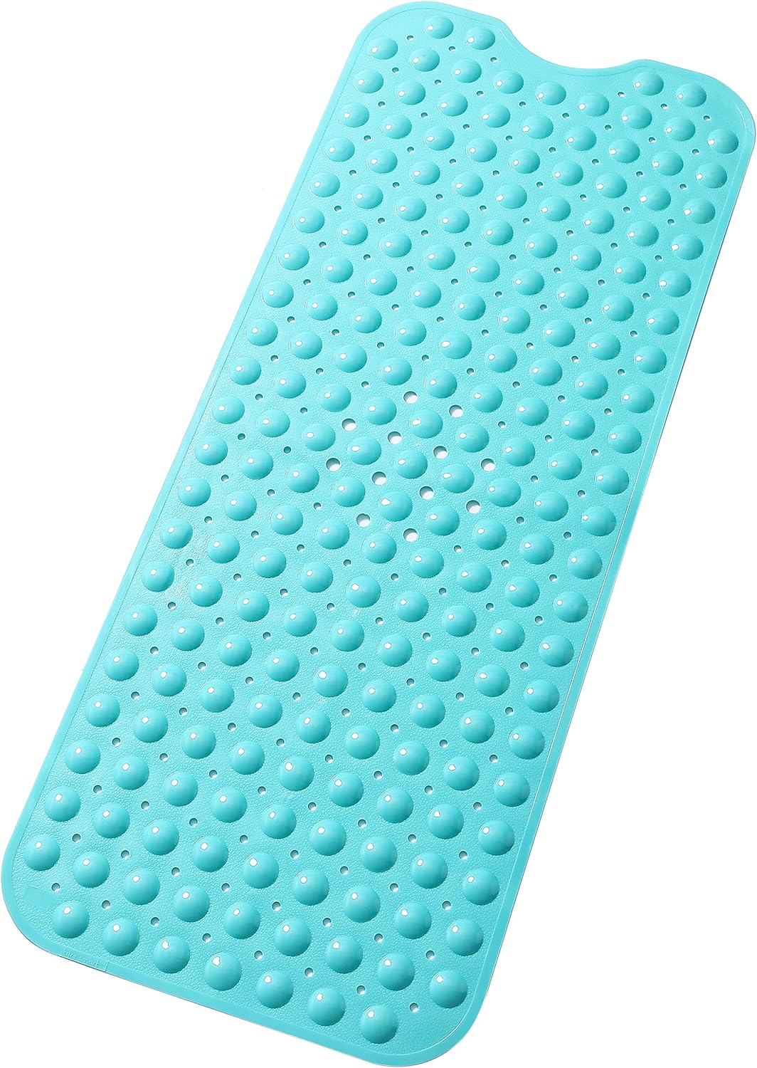 TIKE SMART Extra-Long Non-Slip Bathtub & Shower Mat 39”x16” (Smooth/Non-Textured Tubs Only) Safe, Clean, Machine-Washable, Superior Grip&Drainage, Vinyl, Opaque Aqua/Blue-Green