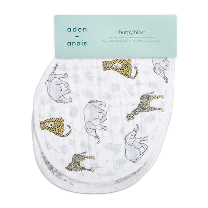 aden + anais Burpy Bib, 100% Cotton Muslin, Soft Absorbent 4 Layers, Multi-Use Burp Cloth and Bib, 22.5" X 11", 2 Pack, Trail Bloom Llamas