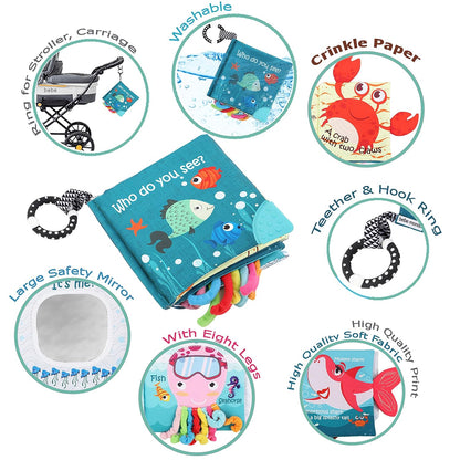 Baby Touch & Feel Books, Teething Toys, Ocean Animal Crinkle Books - For Infants & Toddlers Early Education