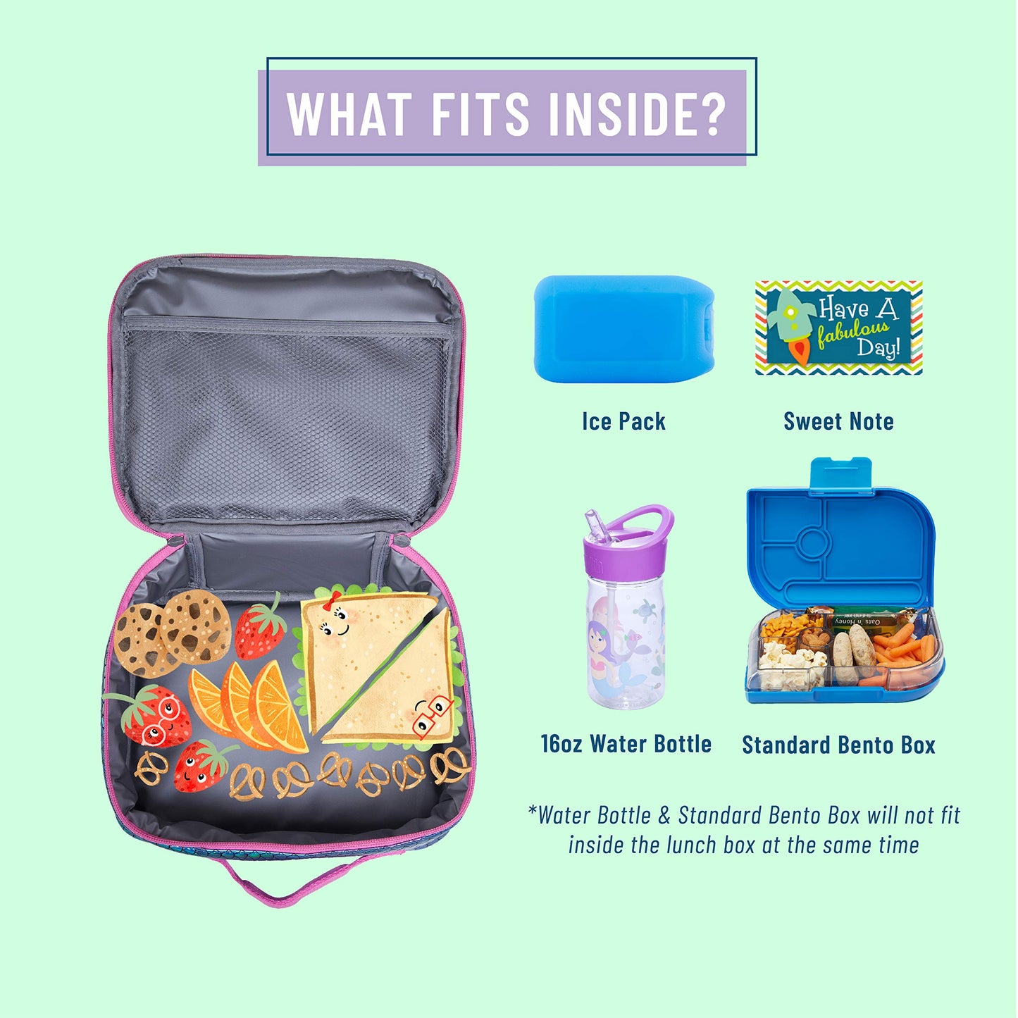 Wildkin Kids Insulated Lunch Box Bag for Boys & Girls, Reusable Kids Lunch Box is Perfect for Elementary, Ideal Size for Packing Hot or Cold Snacks for School & Travel Bento Bags (Groovy Mermaids)