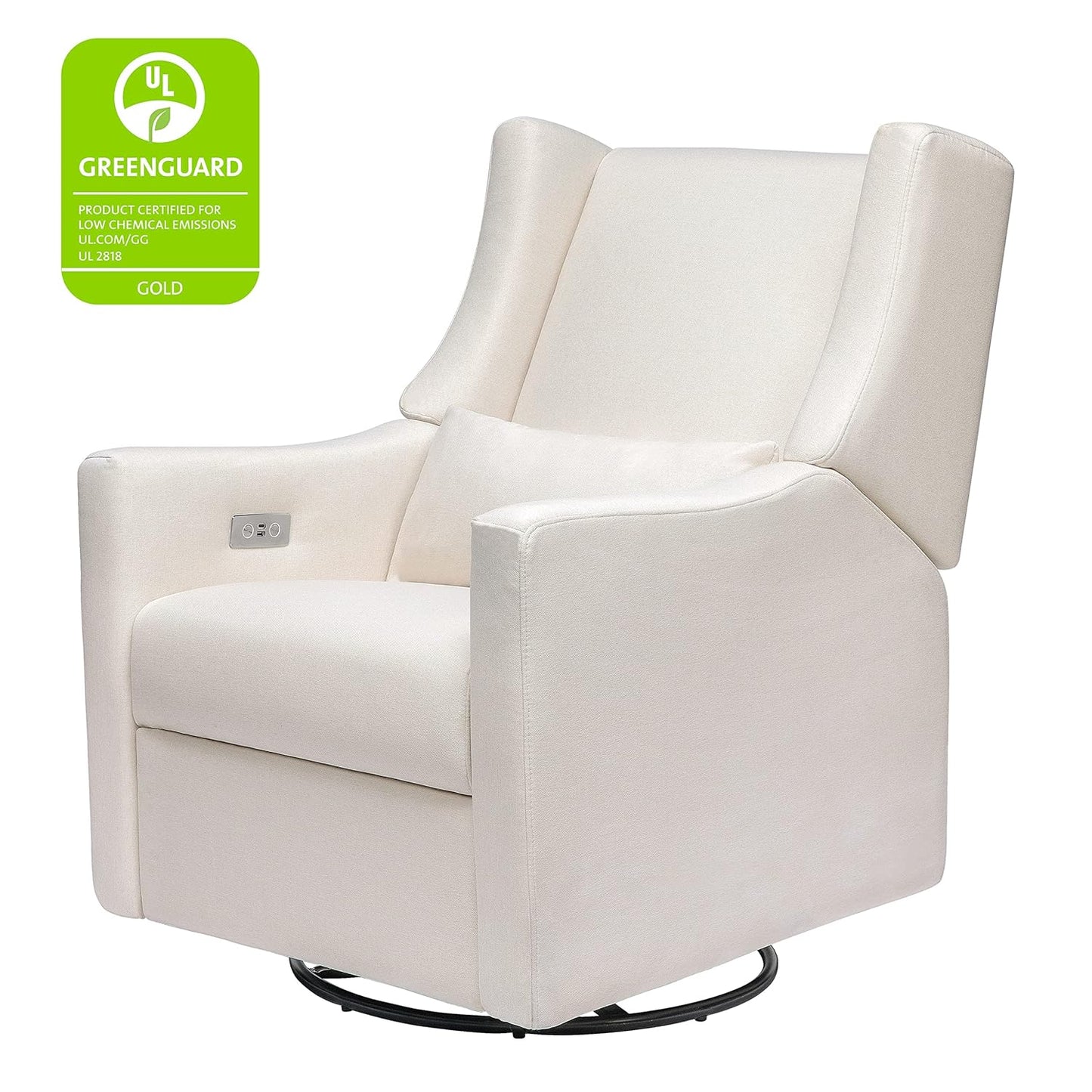 Babyletto Kiwi Electronic Power Recliner and Swivel Glider with USB Port in Performance Cream Eco-Weave, Water Repellent & Stain Resistant, Greenguard Gold and CertiPUR-US Certified