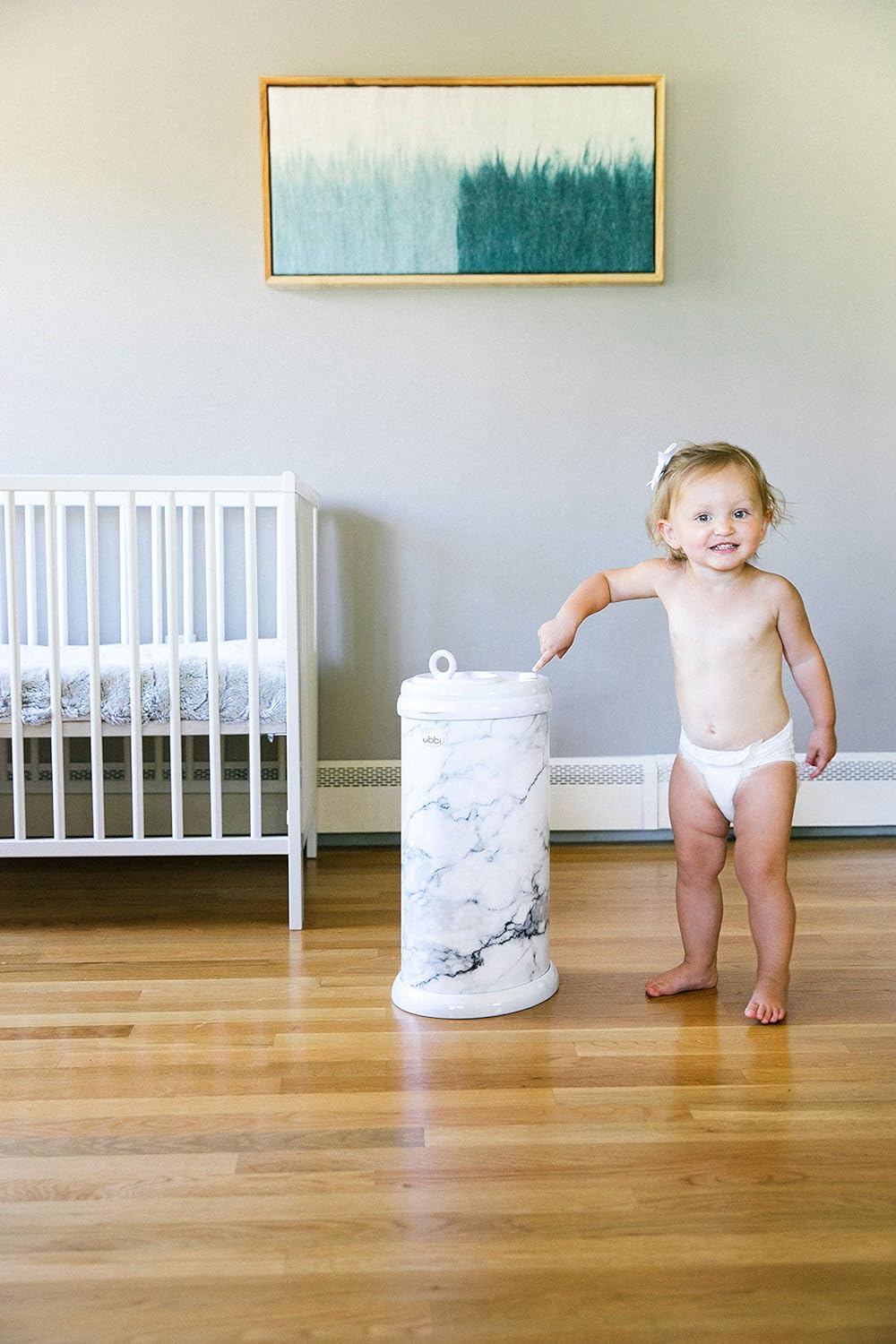 Ubbi Steel Odor Locking, No Special Bag Required Money Saving, Awards-Winning, Modern Design, Registry Must-Have Diaper Pail, White