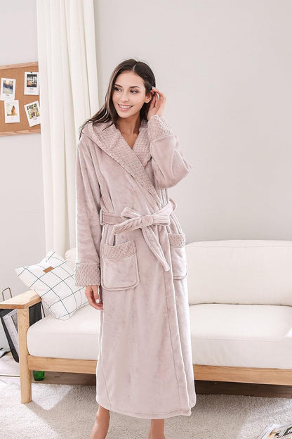 Richie House Women's Plush Soft Warm Fleece Bathrobe Robe RH1591