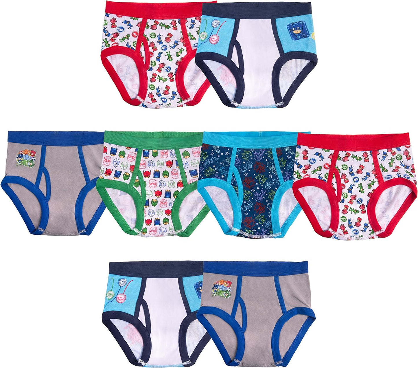 PJ Masks Boys' 100% Combed Cotton Brief Multipacks with Catboy, Luna Girl, Owlette and More in Sizes 2/3t, 4t, 4, 6 and 8